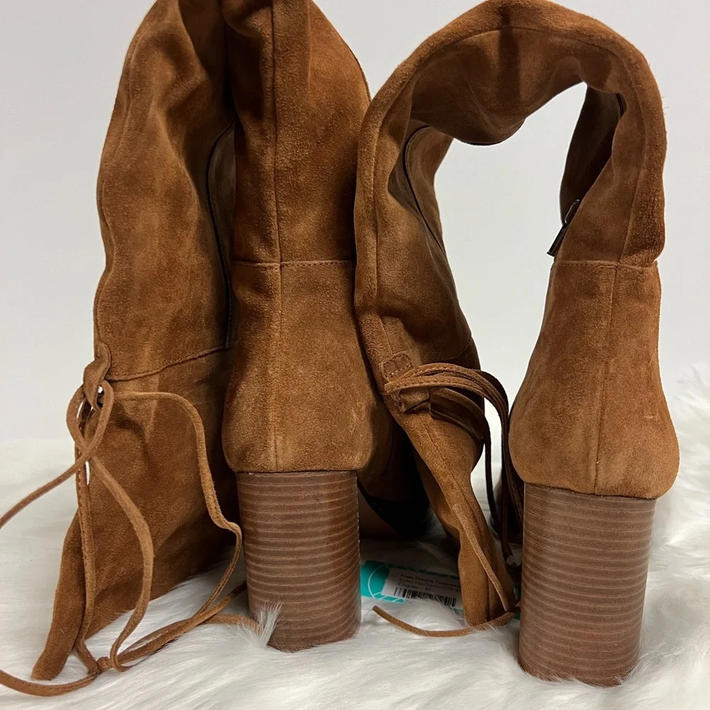 FREE PEOPLE Echo Platform Over the Knee Boot Tan Cognac Size 40 NWOB
